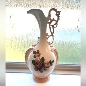 Capodimonte Exquisite Italian Vintage Porcelain pitcher vase 14” tall.